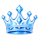 A stylized blue crystal crown with sharp points and glowing highlights.