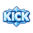 The word KICK written in a stylized, 3D, icy blue font with sharp, frozen edges.