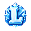 Letter L encased in a glowing blue ice crystal.