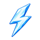 A stylized blue crystal lightning bolt with a white outline.