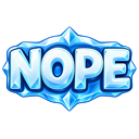 The word NOPE in a 3D icy blue font with sharp crystal edges.