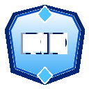 A blue shield emblem containing the white text RIP with diamond shapes at the top and bottom.