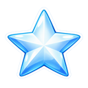 A glossy, five-pointed star colored in shades of bright blue with white highlights.