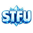 STFU text rendered in a 3D icy blue crystalline font.
