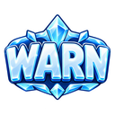 The word WARN written in a stylized, 3D frozen ice font with crystal accents.