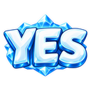 The word YES written in a bold, 3D icy font with crystalline blue and white edges.