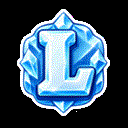 A capital letter L rendered in a frozen, icy blue crystal style.