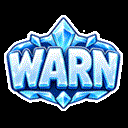 The word WARN written in a 3D icy blue crystal font.