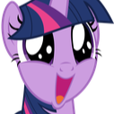 Twilight Sparkle with a wide, happy, open-mouthed expression of pure joy.