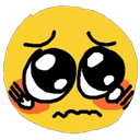 Yellow emoji face with massive, watery eyes and a trembling mouth looking deeply sad.