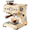 Espresso machine brewing a fresh cup of coffee in a watercolor style.