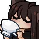 Anime girl with closed eyes calmly sipping from a white teacup.