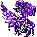 Four glossy purple fairy silhouettes with wings arranged in a horizontal row.