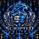A glowing blue metallic shield and eagle emblem with the text Scripted Elite displayed prominently.