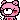 A pink pixelated bear with a suspicious side-eye expression.