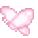 Three pink pixel butterflies followed by a cluster of small white sparkles.