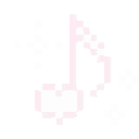 Two pink musical notes surrounded by small white sparkling stars on a black background.