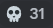 A white skull icon positioned to the left of the gray number 31.