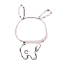 A small white pixel art bunny wiggling its hips back and forth in a rhythmic dance.