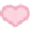 Two pixelated hearts, one filled with pink and one outlined in pink.