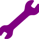A purple wrench icon on a dark background.