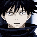Megumi Fushiguro with a tired, stressed expression and dark bags under his eyes.