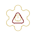 A gold gear outline containing a red triangle with an exclamation point inside.