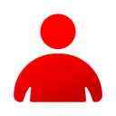 Person silhouette icon in solid red color.