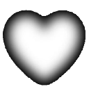 Heart symbol with a soft white glow against a solid black background.