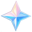 A stylized four-pointed star with blue and pink facets that appears to be glowing.
