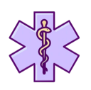 Star of Life symbol with a Rod of Asclepius in the center rendered in light purple.