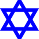 A bright blue Star of David symbol centered on a black background.