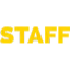 The word STAFF written in a bold, yellow, pixelated font on a black background.
