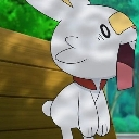 Scorbunny with a wide-eyed, open-mouthed expression of shock.