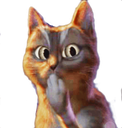 A cat with wide eyes and a paw held over its mouth in a gesture of surprise.