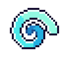 A blue pixel art spiral vortex with a light blue outline.