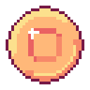 A gold coin spinning in a pixel art style.