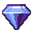 A blue diamond pixel art icon that sparkles with light.
