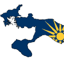 Map silhouette in dark blue with a yellow sunburst emblem on the right side.