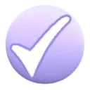 Checkmark symbol centered inside a soft purple circle.