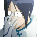 Uryu Ishida adjusting his glasses with a bright white glare covering his eyes.