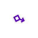 A purple square with an arrow pointing diagonally upward to the right.