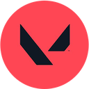 Geometric logo featuring a dark angular shape centered inside a bright red circle.