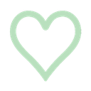 A simple heart outline colored in a soft mint green against a black background.