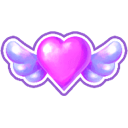 A glowing pink heart with small, soft-looking wings on either side.