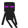A black blocky creature with purple eyes performs a rhythmic dance in a repeating loop.