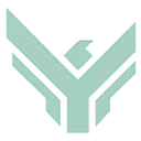 A green geometric emblem shaped like a sharp, angular chevron or bird silhouette.