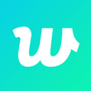 Letter W in a stylized white font centered on a bright teal and green gradient background.