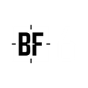 The letters BF inside a white square frame next to the number 6 in white on a black background.