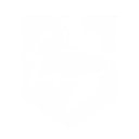 Shield emblem with sharp, jagged black shapes on a white background.